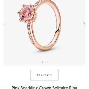 Pink Sparkling Crown Solitaire Ring